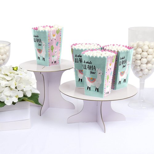 Whole Llama Fun - Llama Fiesta Baby Shower or Birthday Party Favor Popcorn Treat Boxes - Set of 12