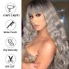 Allbell Long Curly Wavy Wig with Bangs Ash Gray Blonde Wigs witn Dark Root Synthetic Heat Resistant Wigs for Women Daily Party Use 26 Inches