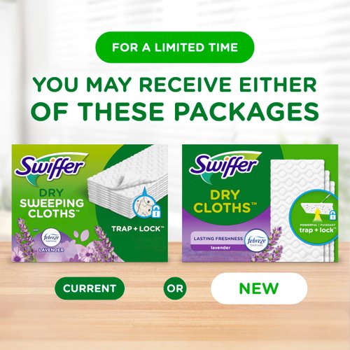 Swiffer Sweeper Dry Sweeping Pad, Multi Surface Refills for Dusters Floor Mop with Febreze Lavender Scent, 52 Count