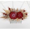 Generic Natural dried flowers ivory hair comb, ivory cream dried flowers rustic hair piece (hot pink)