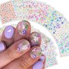 30 Sheets Colorful Flower Nail Art Stickers 3D Self-Adhesive Flower Nail Decals Flower Daisy Bow Stickers with Rhinestones Nail Designs for Women Manicure Tips