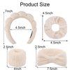 SuPoo 6pcs Khaki Spa Headband Sponge Face Wash Headband and Wristband Makeup Head Band Puffy Skincare Headband with Hair Ties Terry Cloth Cute Hair Band for Washing Face Teen Girl Gifts Trendy Stuff