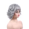 Deifor Old Lady Short Messy Curly Wig with Sunglasses & Glasses Chain and Necklace and Earrings and Barclet Sets for Women cosplay Daily Use Halloween Party(Silver White)