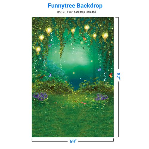 Funnytree 5X7FT Enchanted Forest Backdrop Fairy Tale Wonderland Butterfly Woodland Background Wedding Baby Shower Birthday Party Supplies Banner Cake Smash Decor Studio Portrait Prop Photobooth Favors