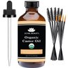 JOYAL BEAUTY Castor Oil USDA Certified Organic. 100% Pure Cold Pressed Unrefined Hexane Free Glass Bottle. Hair Eyelashes Eyebrows Lash Serum. For Face, Skin, Body, Belly Button. Free Mascara. 4OZ