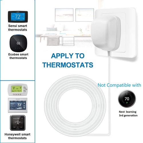 24Volt Power Adapter/Transformer,C-Wire Adapter Thermostat，Compatible with Honeywell,Ecobee,Nest and Sensi Smart Thermostat Pro(25Foot /7.6M Cable)