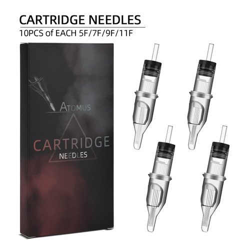40pcs Mixed F Tattoo Cartridge Needles, ATOMUS 10pcs of Each 5F 7F 9F 11F Flat Disposable Tattoo Needle