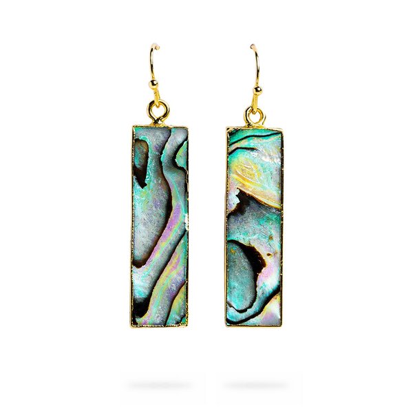 AYANA Healing Crystal Earrings for Women - Handmade Drop Earrings with Ethically Sourced Authentic Gemstones | Birthstone Jewelry for Women Trendy (Abalone)