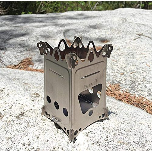 EmberLit Fireant Stainless Steel Stove- Lightweight, Multi-Fuel, Packs Flat for Hiking,Hunting, Survival Packs, and Camping Small