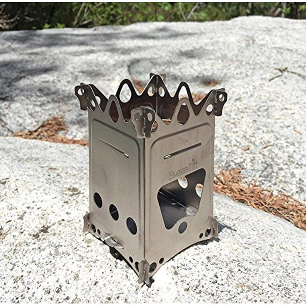 EmberLit Fireant Stainless Steel Stove- Lightweight, Multi-Fuel, Packs Flat for Hiking,Hunting, Survival Packs, and Camping Small