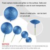 ASTARON 20 Pcs Ball Cake Topper Decorations Mini Balloons Cake Topper Sticks Blue Glitter Balls Cake Picks Cake Topper Balls Cake Decorations for Wedding Birthday Cake Decorations