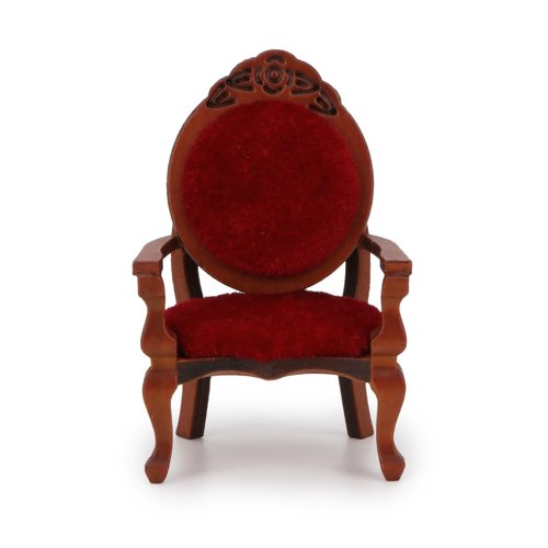 Dollhouse Chair 2PCS Miniature Furniture Retro Vintage Chair Wooden Accessories 1/12 Upholstered Victorian Carved Armchair for Christmas Decoration Ornament (A)