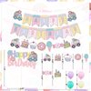 Comic Sweet Ice Cream Donut Birthday Party Decor, Cartoon 2D Comic HAPPY BIRTHDAY Party Banner Cake Toppers Balloons for Kids Awesome Ice Cream Theme Birthday Party Girls Candy Birthday Party Supplies
