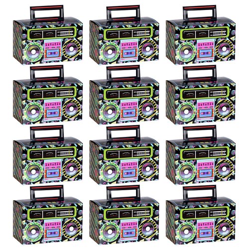 12 Pieces 80s 90s Novelty Boom Favor Boxes Boomboxes Prop Radio Decorations Table Centerpieces Decor for Retro 1980s Theme Hip Hop Party Favors