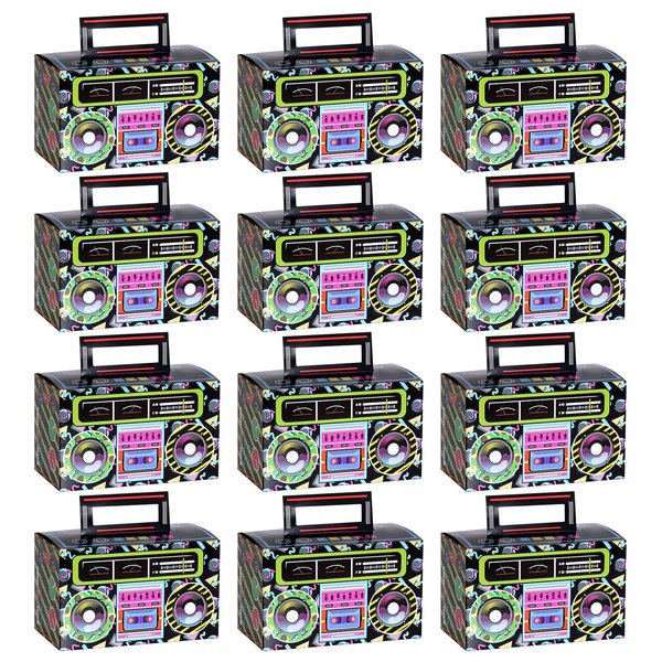 12 Pieces 80s 90s Novelty Boom Favor Boxes Boomboxes Prop Radio Decorations Table Centerpieces Decor for Retro 1980s Theme Hip Hop Party Favors