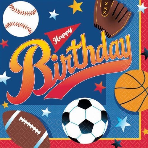 Amscan Little Champs Beverage Napkins Sports Birthday Party (16 Count)