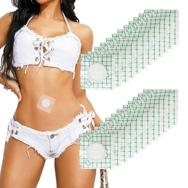 25Pcs Disposable Castor Oil Patches Belly Button, 3.2 x 3.2 Inches Castor Oil Pack Wrap for Belly Button High-Absorbent Self-Adhesive Easy to Use (Oil Not Included) White