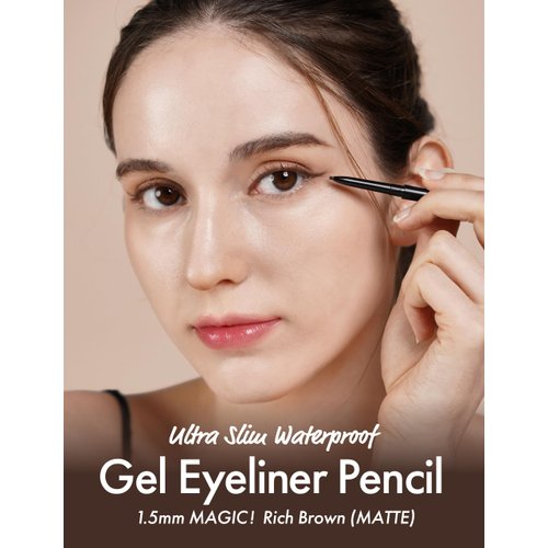 SELFBEAUTY Ultra Slim Waterproof Gel Eyeliner Pencil, Matte Brown, Retractable, Smooth Creamy Textured, Long Lasting, Waterproof, Smudge Proof, Easy Use
