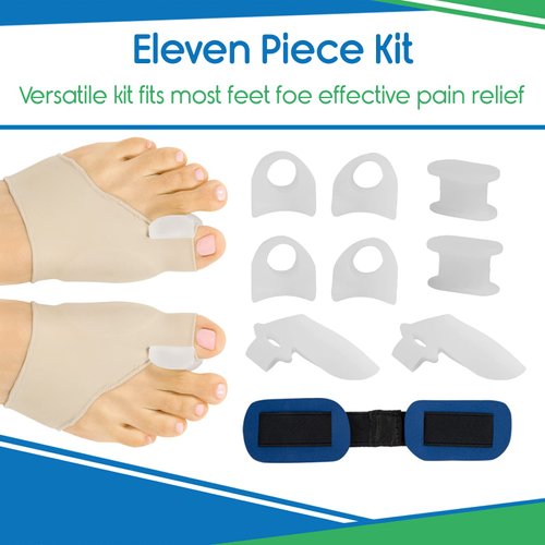 ViveSole Bunion Corrector For Women and Relief Kit (11 Pcs)-Protector Sleeve for Hammer Toe & Foot Pain-Orthopedic Spacer Brace Guard-Hallux Valgus Splint, Big Joint Straightener & Separator Treatment