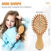 Pack of 2 Bamboo Hair Brushes, 100% Natural Eco-friendly Hair Brush with Bamboo Bristles, Massages Scalp Anti-Static Hair Detangle for All Types, Lightweight(MINI)