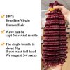 Burgundy Braiding Hair 100g Deep Wave 2 Bundle Bulk Human Hair for Braiding Deep Curly 100% Remy Human Hair Extensions for Boho Curly Wave Braids 99J Red Braiding Hair (99J, 22 Inch)