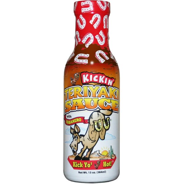 KICKIN' Spicy Teriyaki Sauce with Habanero – 13 oz. – Premium Gourmet Hot Stir Fry Sauce – Perfect Steak Marinade or Chicken Teriyaki Sauce