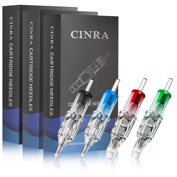 Tattoo Cartridge Needles, CINRA 60Pcs Mix Size Tattoo Cartridge Needles 3RL 5RL 7RL 9RL 5RS 7RS 9RS 5M1 7M1 9M1 7RM 9RM Round Liner Shader Magnum Cartridge Needles for Tattoo Machine