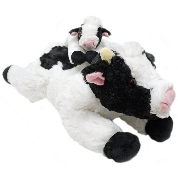 Mother & Baby Stuffed Cow Plush Set | Super Fluffy Cow Stuffed Animal | Cute Plushies for Kids Bedroom | 16-in Stuffed Animals for Girls & Boys | Farm Animal Toys by Exceptional Home