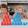 SEISSO Stack Cups, Stacking Cup Set Classic Stack Training Game Toys for Kids Boys Girls Stacking Cups (12 Pack Blue + 12 Pack Red)