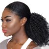 Kinky Curly Ponytail Extensions Human Hair Wrap Drawstring Adjustable Clip In Pony Tail 3C Afro Curl Natural Black (24")