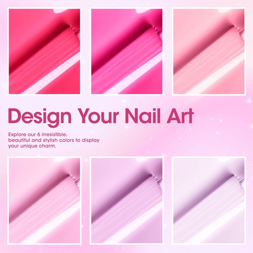 Gellen Pink Gel Nail Polish - 6 Colors Dazzling Hot Pink Gel Polish Set Neon Pink Red Purple Soak Off Gel Nail Kit Summer Bright Nail Gel Set DIY Manicure Set Valentines Gifts for Girls Women
