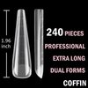 Wellquinn 3XL Dual Nail Forms,Coffin Curved Nail Molds for Nail Extension Polygel Builder Gel Acrylic Nail Dip Powder Nails Poly Nail Extension Gel