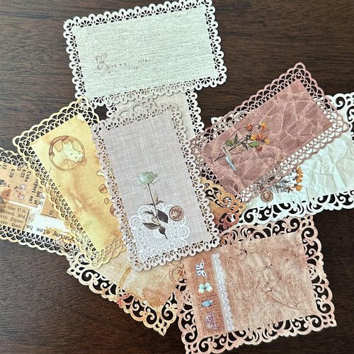 XERE 20 PCS Brown Lace Paper Scrapbook Supplies, Aesthetic Cute Vintage Decor for Photo Album, Sketch Book, Gratitude Journal Notebook, Scrapbook Album, Diary, Bullet Journal Rectangle Paper Lace