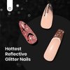 Beetles Gel Polish Reflective Glitter Gel Nail Polish Set, 6 Colors Holographic Sparkle Glitter Gel,Flash Diamond Sliver Gold Black Red UV LED Soak Off Manicure Kit Gift for Women Girls
