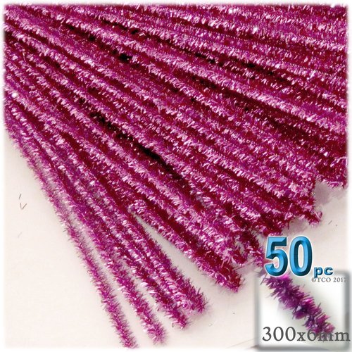 The Crafts Outlet Chenille Sparkly Stems, Pipe Cleaner, 12-in (30-cm), 50-pc, Mixed Pack
