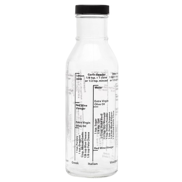 Kolder Salad Dressing Mixer Bottle for Light Recipes, Glass, 13-Ounce, Made in the USA, white