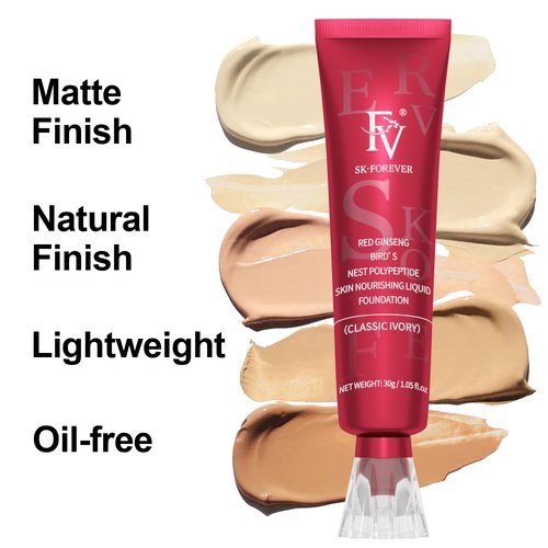 FV Waterproof Liquid Foundation with Matte Finish, Lightweight, Oil-Free, Natural Look Makeup for Combination & Oily Skin, Light to Medium Coverage, Classic Ivory, 1 fl. oz.