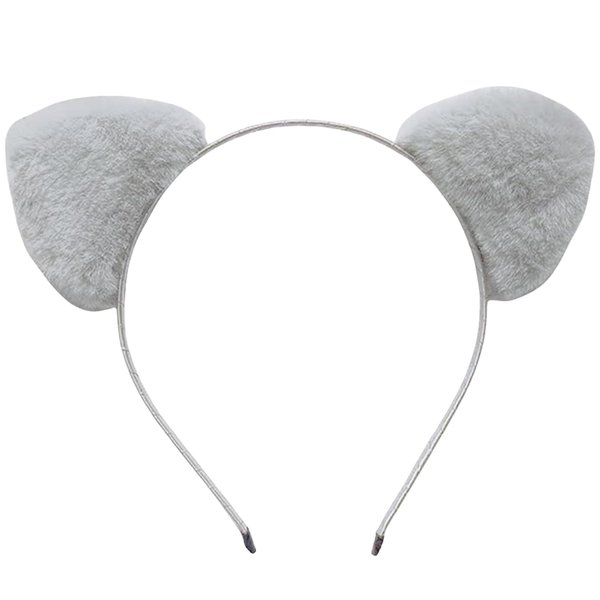 Broeify Soft Faux Fur Cat Ears Headband Halloween Cosplay Accessories for Women Girls, Catwomen Headwear Handmade Cute Fancy Costume Hair Hoop (Gray, One Size)
