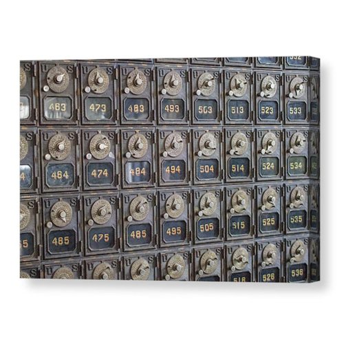 Historic Metal Post Office Boxes Geometric CANVAS Print Rustic Wall Art USPS Antique Mailboxes Steilacoom Washington Travel Photography Ready to Hang