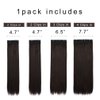 REECHO 24" Straight Long 4 PCS Set Thick Clip in on Hair Extensions Dark Brown with Little Reddish