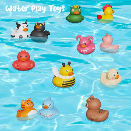 12PCS Rubber Ducks,Toddler Bath Toys,No Hole Bathtub Toys,Baby Pool Toys for 18 Months and Older