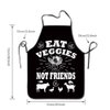 Granbey Funny Vegan Cooking Chef Apron - Eat Veggies Not Friends BBQ Baking Waterproof Apron Cute Black Bib Aprons with Long Waist Ties for Kitchen Party