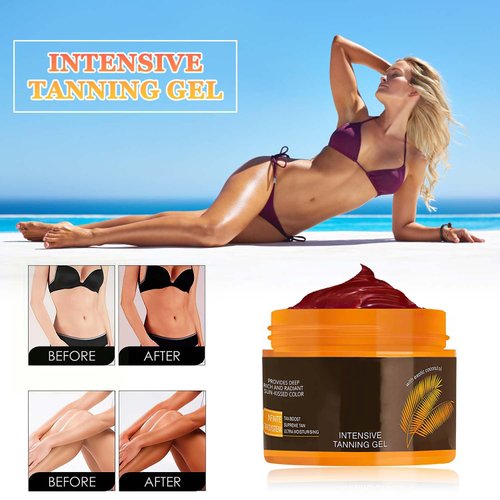 Luxury Intensive Tanning Gel, Natural Tanning Accelerator Lotion， Brown Tanning Gel, Natural Tanning Accelerator Cream Gel, for Sunbeds & Outdoor Sun (2pcs)