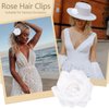 Atoden White Rose Hair Clip, Flower Rose Clips for Hair, Floral Hair Pins Rose Flower Brooch Mexican Decorative Headpieces for Women Girls Bridal Wedding Hair Accessories