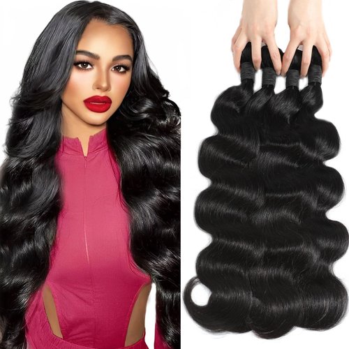 12A Body Wave Bundles Human Hair 16 18 20 22 inch 4 Bundles 100% Unprocessed Brazilian Virgin Raw Hair Extensions Body Wave Weave Bundles Human Hair for Women Natural Color