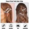 2-Pack Pearl Fish Tail Hair Clips for Women and Girls Elegant Alloy Hairpins with Pearls Bobby Pins Pearl Bridal Bobby Pins Decorative Accessories White Hairpins Pearl Bobby Pins For Women'S Hair