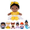 OUOZZZ Soft Black Baby Dolls for Girls - First African American Baby Dolls Multicultural Plush Rag Doll Sleeping Cuddle Buddy Doll Yellow Bow-tie Toy for Kids 12"