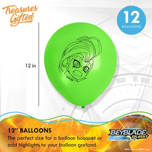 Treasures Gifted Officially Licensed BEYBLADE BURST Party Supplies - BEYBLADE Balloons - 12 Pack - 12in Latex BEYBLADE Balloon - BEYBLADE Birthday Party Supplies - BEYBLADE Party Supplies