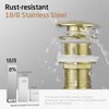 KES Sink Drain Stopper Without Overflow, Pop Up Drain for Bathroom Vessel Sink Brushed Gold 2 Pack, All Metal Rustproof Brass and 304 Stainless Steel, S2008D-BZ-P2