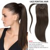 Caliee Ponytail Hair Extension for Women Remy Human Hair Dark Brown Ponytail 22 Inch 90G Ponytail Extension Human Hair Wrap Around Ponytail with Magic Paste Long Pony Tail Hairpiece